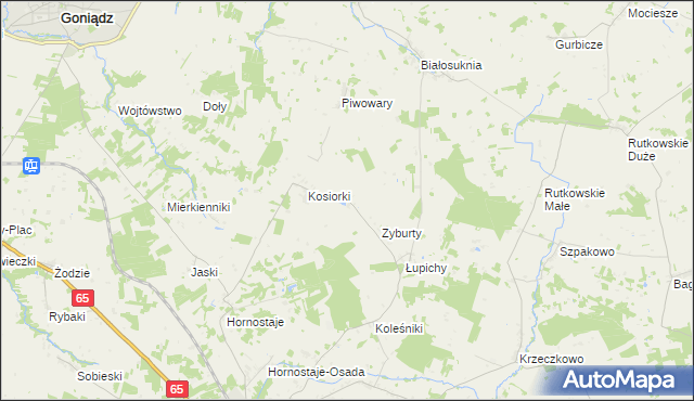 mapa Pyzy, Pyzy na mapie Targeo