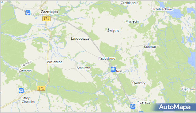 mapa Radostowo gmina Grzmiąca, Radostowo gmina Grzmiąca na mapie Targeo