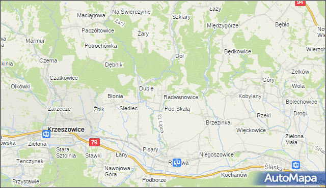 mapa Radwanowice, Radwanowice na mapie Targeo