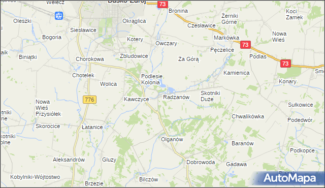 mapa Radzanów gmina Busko-Zdrój, Radzanów gmina Busko-Zdrój na mapie Targeo