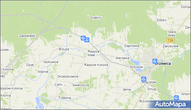 mapa Radzice Duże, Radzice Duże na mapie Targeo