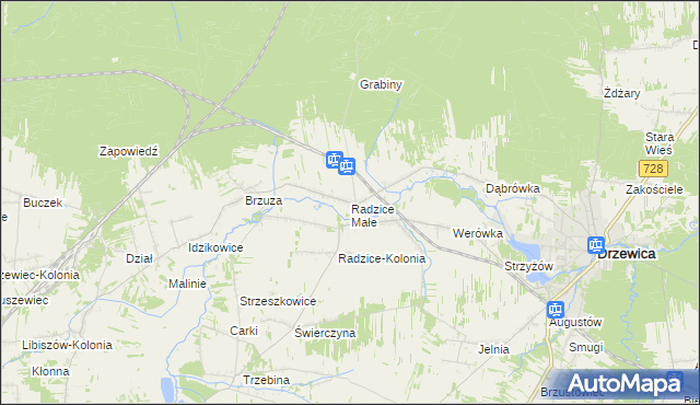 mapa Radzice Małe, Radzice Małe na mapie Targeo