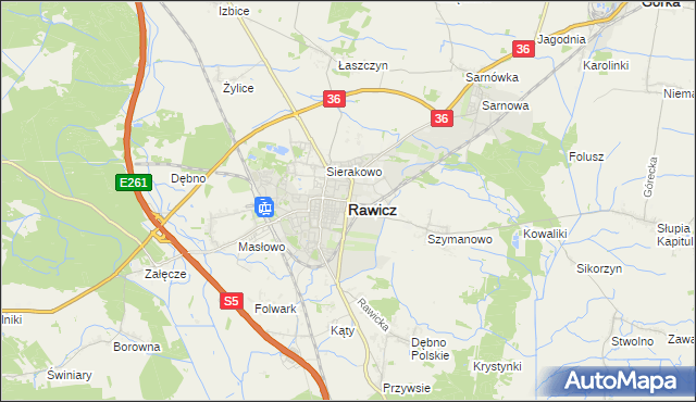 mapa Rawicz, Rawicz na mapie Targeo