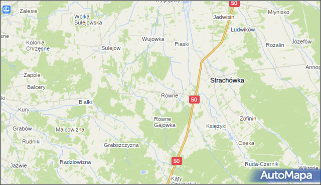 mapa Równe gmina Strachówka, Równe gmina Strachówka na mapie Targeo
