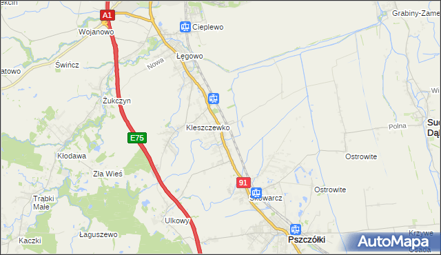 mapa Różyny, Różyny na mapie Targeo