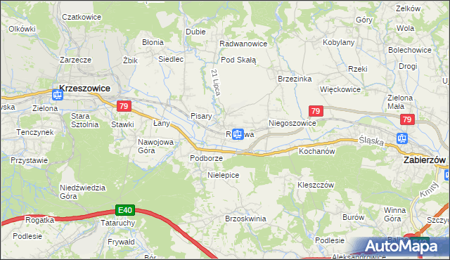 mapa Rudawa gmina Zabierzów, Rudawa gmina Zabierzów na mapie Targeo