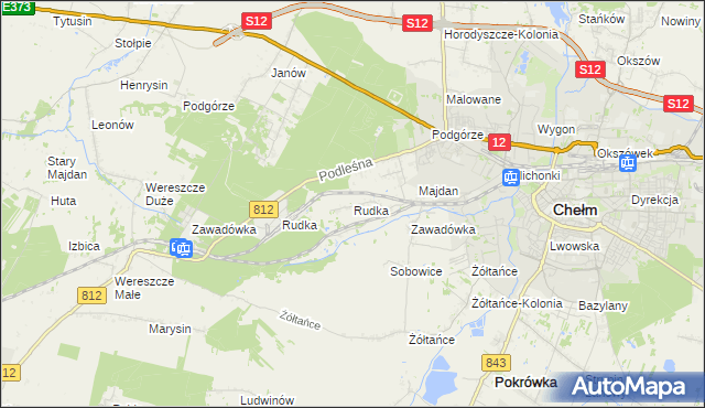 mapa Rudka gmina Chełm, Rudka gmina Chełm na mapie Targeo