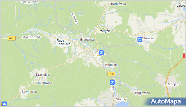 mapa Rudy gmina Kuźnia Raciborska, Rudy gmina Kuźnia Raciborska na mapie Targeo