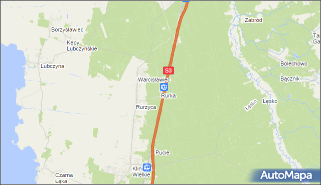 mapa Rurka gmina Goleniów, Rurka gmina Goleniów na mapie Targeo