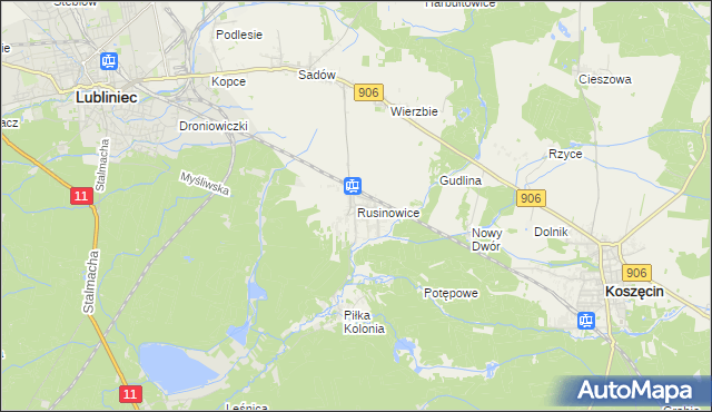 mapa Rusinowice, Rusinowice na mapie Targeo