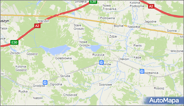 mapa Ryczyca, Ryczyca na mapie Targeo