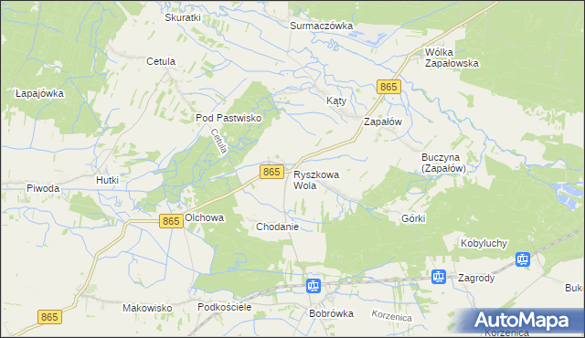 mapa Ryszkowa Wola, Ryszkowa Wola na mapie Targeo