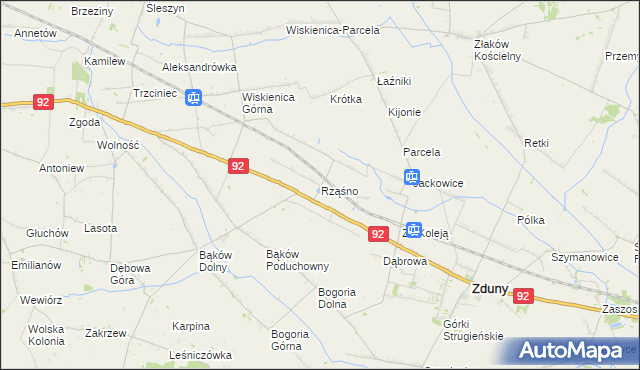 mapa Rząśno, Rząśno na mapie Targeo