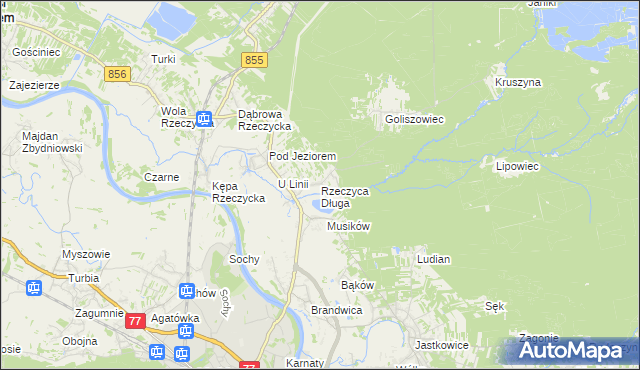 mapa Rzeczyca Długa, Rzeczyca Długa na mapie Targeo