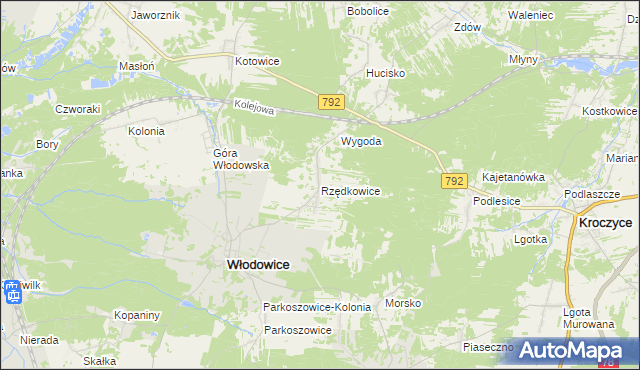 mapa Rzędkowice, Rzędkowice na mapie Targeo