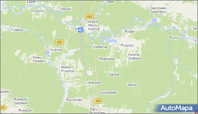 mapa Rzędowie, Rzędowie na mapie Targeo