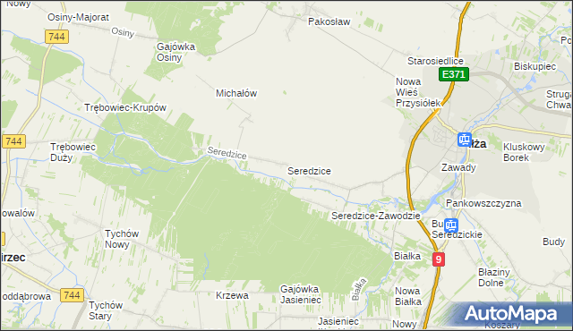 mapa Seredzice, Seredzice na mapie Targeo