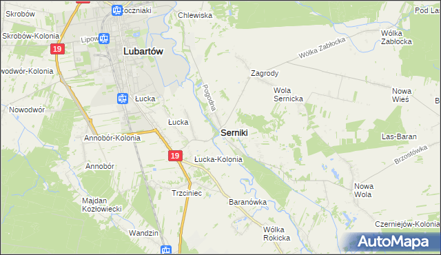 mapa Serniki, Serniki na mapie Targeo