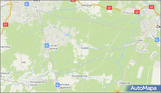 mapa Siodło gmina Żary, Siodło gmina Żary na mapie Targeo