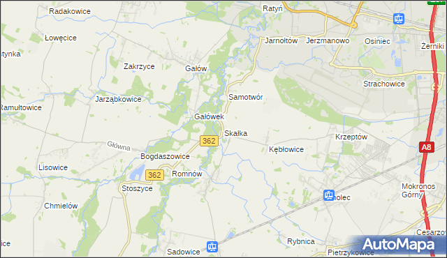 mapa Skałka gmina Kąty Wrocławskie, Skałka gmina Kąty Wrocławskie na mapie Targeo