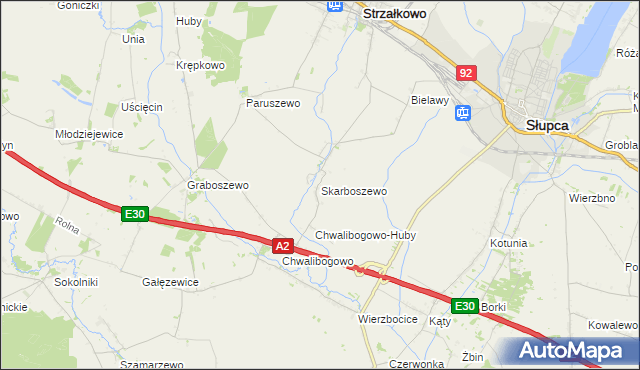 mapa Skarboszewo gmina Strzałkowo, Skarboszewo gmina Strzałkowo na mapie Targeo