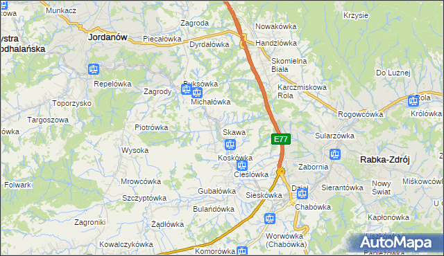mapa Skawa, Skawa na mapie Targeo