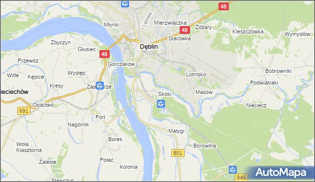 mapa Skoki gmina Puławy, Skoki gmina Puławy na mapie Targeo