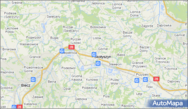 mapa Skołyszyn, Skołyszyn na mapie Targeo