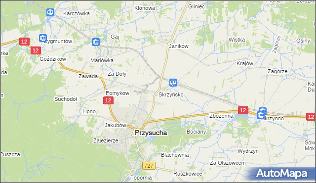 mapa Skrzyńsko, Skrzyńsko na mapie Targeo