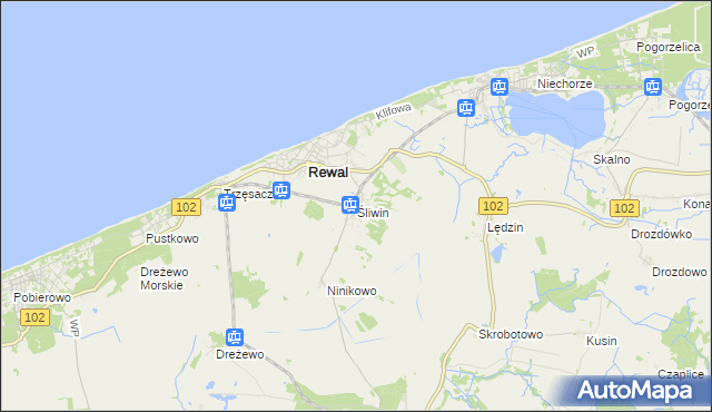 mapa Śliwin, Śliwin na mapie Targeo