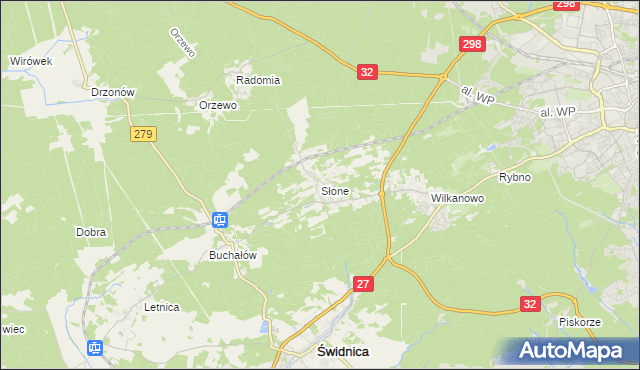 mapa Słone gmina Świdnica, Słone gmina Świdnica na mapie Targeo