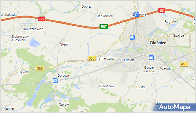 mapa Smardzów gmina Oleśnica, Smardzów gmina Oleśnica na mapie Targeo