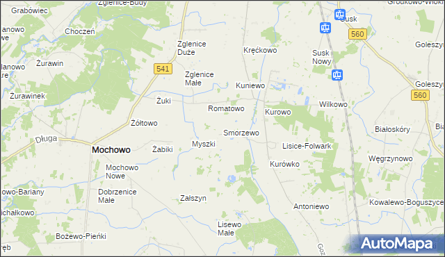 mapa Smorzewo, Smorzewo na mapie Targeo