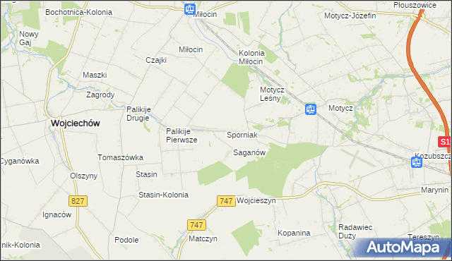 mapa Sporniak gmina Wojciechów, Sporniak gmina Wojciechów na mapie Targeo