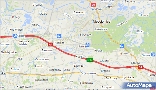 mapa Staniątki, Staniątki na mapie Targeo