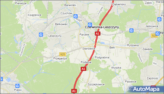 mapa Stanowice gmina Czerwionka-Leszczyny, Stanowice gmina Czerwionka-Leszczyny na mapie Targeo