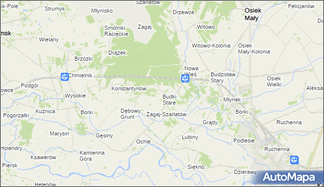 mapa Stare Budki gmina Osiek Mały, Stare Budki gmina Osiek Mały na mapie Targeo