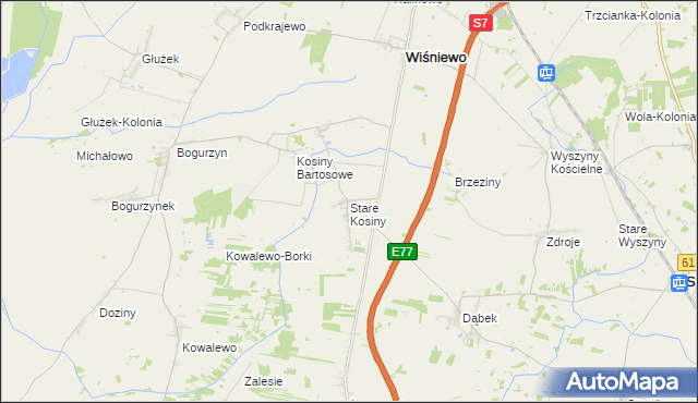 mapa Stare Kosiny, Stare Kosiny na mapie Targeo