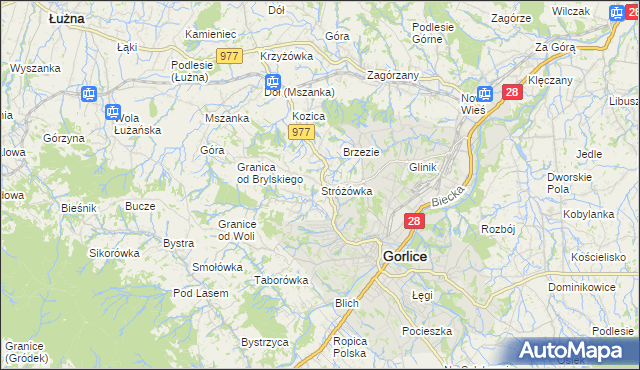 mapa Stróżówka, Stróżówka na mapie Targeo