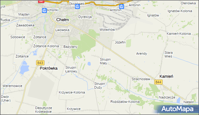 mapa Strupin Mały, Strupin Mały na mapie Targeo