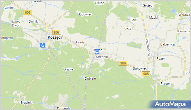 mapa Strzebiń, Strzebiń na mapie Targeo
