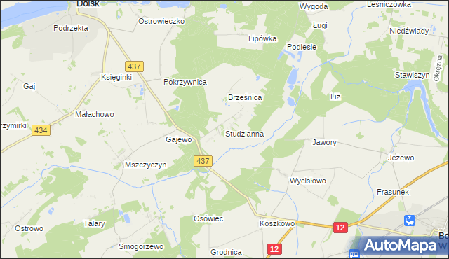 mapa Studzianna gmina Borek Wielkopolski, Studzianna gmina Borek Wielkopolski na mapie Targeo