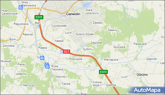 mapa Sulbiny, Sulbiny na mapie Targeo