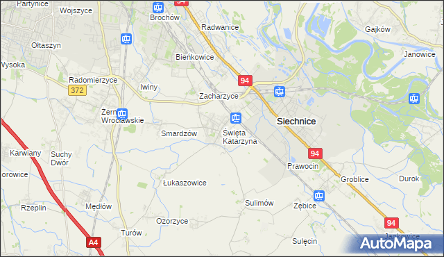 mapa Święta Katarzyna gmina Siechnice, Święta Katarzyna gmina Siechnice na mapie Targeo