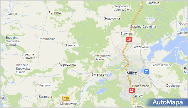 mapa Świętoszyn Osada, Świętoszyn Osada na mapie Targeo