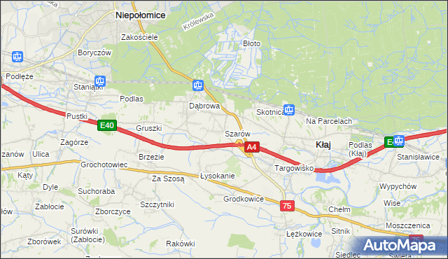 mapa Szarów gmina Kłaj, Szarów gmina Kłaj na mapie Targeo