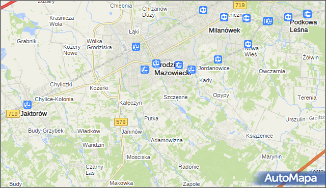 mapa Szczęsne gmina Grodzisk Mazowiecki, Szczęsne gmina Grodzisk Mazowiecki na mapie Targeo