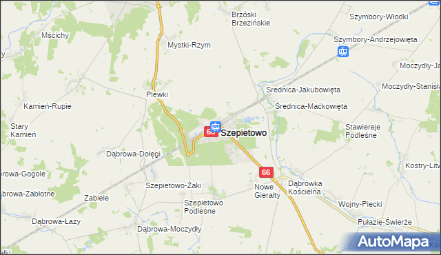 mapa Szepietowo, Szepietowo na mapie Targeo