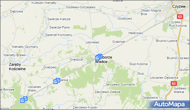 mapa Szulborze Wielkie, Szulborze Wielkie na mapie Targeo