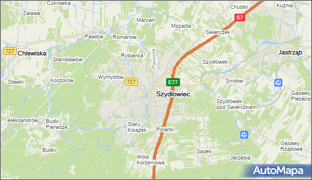 mapa Szydłowiec, Szydłowiec na mapie Targeo